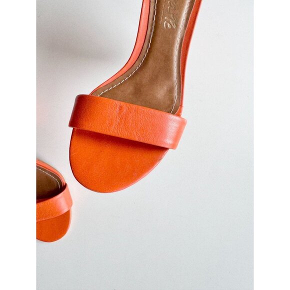 L'INTERVALLE Eos Orange Leather Open Toe Ankle Strap Block Heel Sandals, Size 7 - Picture 7 of 14